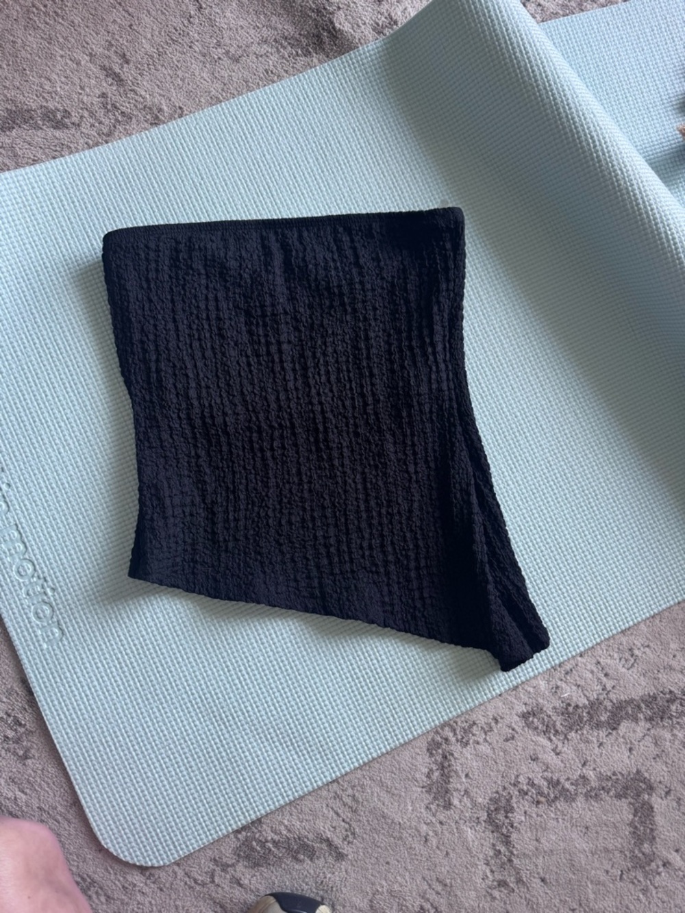 See You Monday Black Textured Tube Top with Smocked Band
